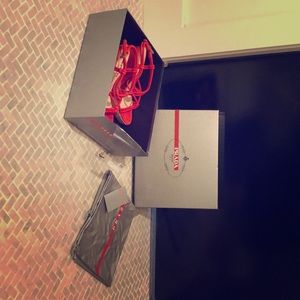 PRADA Suede Corded Wedges - Red (New with Box)